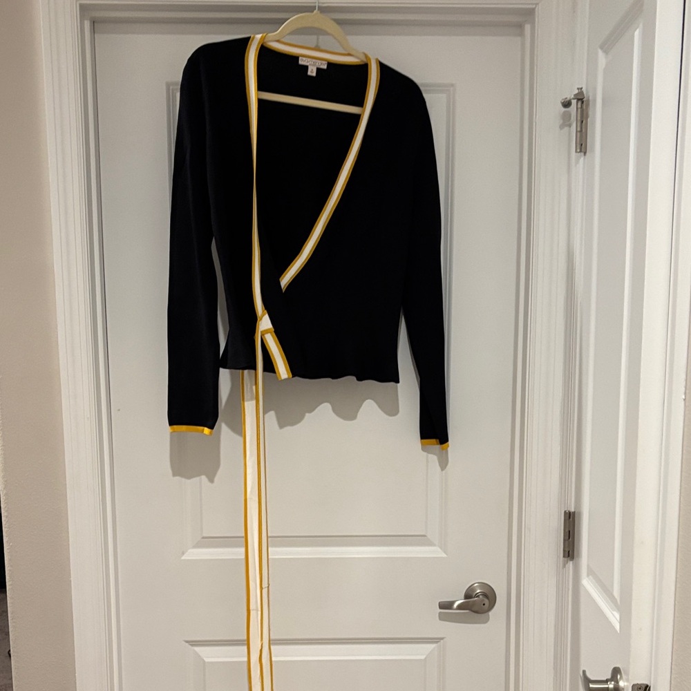 Eva Mendes for New York & Company Black Cardigan with Yellow Accent